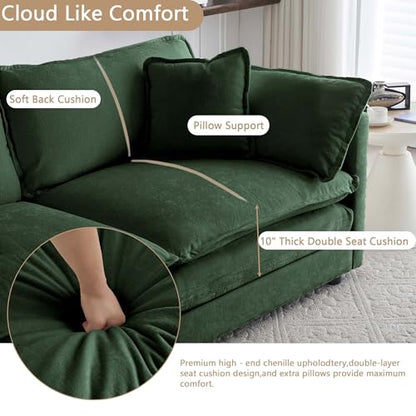 3 Seater Sectional Sofa,111.5 inch U-Shape,Green | Oversized Modular Couch Deep Seat - color: Green, size: 111.5 inch-U