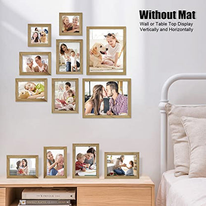 Egofine Picture Frame Set 12 Pack, Gallery Wall Frame Collage with Two 8x10, Four 5x7, Four 4x6, Two 4x4 for Wall and Tabletop, Made of Solid Wood, Covered by Plexiglass, Carbonized Brown - color: Carbonized Brown, size: 4x4+4x6+5x7+8x10