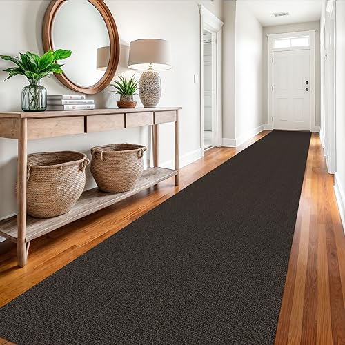 Washable Runner Rug, Non Slip Hall Runner, 3x18 Ft, Taupe/Coffee | Washable Braided Runner Carpet Non Slip Rubber Dot Backed, For Hallway, Kitchen, Entryway, Bedroom, Laundry Room, Foyer - color: Taupe/Coffee, size: 3' x 18' (Rectangular)