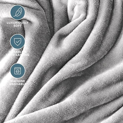 Bare Home Fleece Blanket Luxury Microplush (Full/Queen, Light Grey) | Ultra-Soft Lightweight Blanket for Bed, Sofa, and Couch, Cozy & Warm Blanket - color: 03 - Light Grey, size: Full/Queen