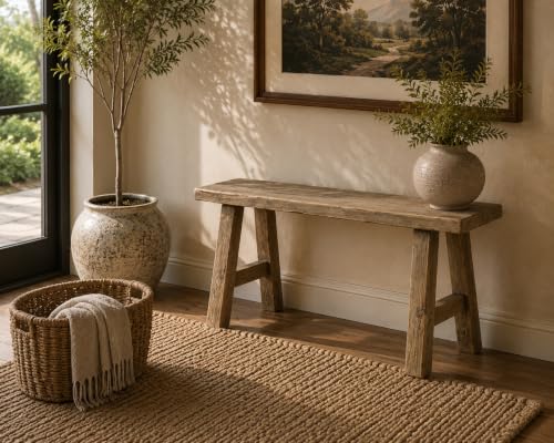 Artissance 35" Long 10" Wide Elmwood Bench, Natural Wood - size: 20H x 35W x 10L