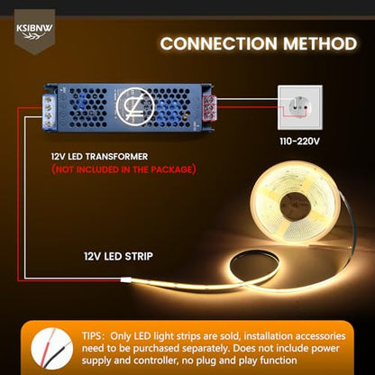 COB LED Strip Lights 16.4ft/5m 2pcs, 12V LED Light Strip, Neutral White 4000K Under Cabinet Lighting, Super Bright Flexible Tape Lights for Bedroom,Kitchen,Living Room(Power Supply Not Included) - color: Neutral White, size: 12V-2pcs 16.4ft/5M