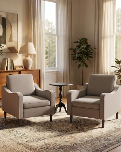 Accent Arm Chair – Light Brown, Upholstered Scooped Comfy Reading Chair for Living Room, Bedroom, Apartment, Waiting Room - color: Light Brown, size: 33.1"x29.53"x29.92"(1pcs)