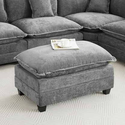35‘’ Modern Chenille Cloud Sofa Ottoman,Rectangle Ottoman for Modular Sectional Sofa, Grey - color: Grey, size: 35'' Ottoman