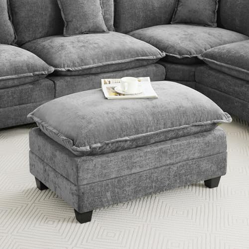 35‘’ Modern Chenille Cloud Sofa Ottoman,Rectangle Ottoman for Modular Sectional Sofa, Grey - color: Grey, size: 35'' Ottoman