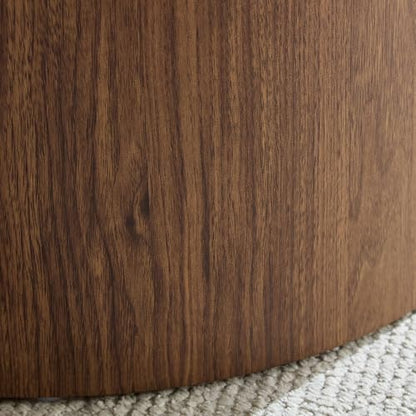 Nesting Coffee Table Set of 2, Modern Round Coffee Table Drum Side Table, Wooden Circle Accent Tables End Tables for Small Spaces Living Room Bedroom Office (Walnut) - color: 18.9" & 14.96" Walnut With Wood Veneer