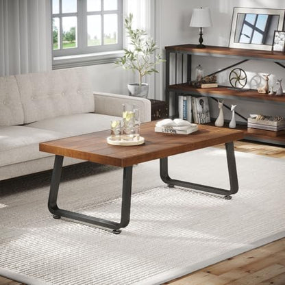 Rustic Coffee Table, Industrial Solid Wooden Tea Table,39 Inch | Farmhouse Real Wood Center Coffee Table, Modern Minimalist Rectangle Cocktail Table - size: 39 inch