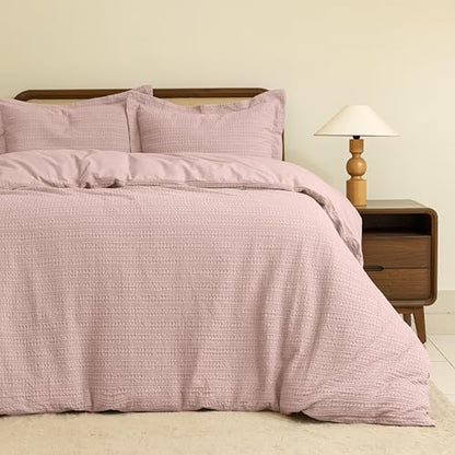 Dreamology Queen Duvet Cover Set, Waffle Duvet Cover, 100% Cotton Waffle | Duvet Cover Set with Zipper Closure, Soft Textured & Breathable Duvet Cover Queen,Bedding Set 3 Pieces (Dusty Pink) - color: Dusty Pink, size: Queen