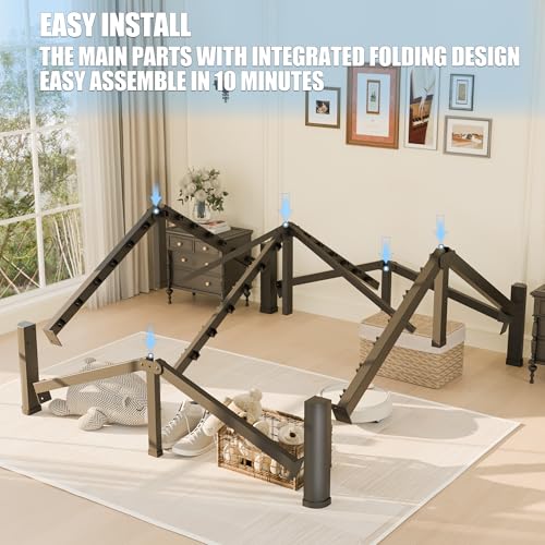 18 inch King Size Bed Frame with Round Corner Legs Mattress Slide Stopper,3500 lbs Heavy Duty Metal Platform,Steel Slat Support,No Box Spring Needed,Easy Assembly,Noise Free - size: King, style: 18 inch