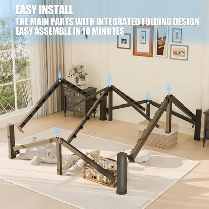 18 inch King Size Bed Frame with Round Corner Legs Mattress Slide Stopper,3500 lbs Heavy Duty Metal Platform,Steel Slat Support,No Box Spring Needed,Easy Assembly,Noise Free - size: King, style: 18 inch