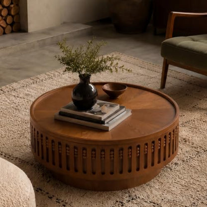 31.3" Round Coffee Table with Hidden Storage, Center Table | Mid-Century Modern Center Table Tea Table, Boho Accent Table with Flip-Top Storage Function for Living Room,Bedroom, Walnut - color: A-31.3" Round Coffee Table