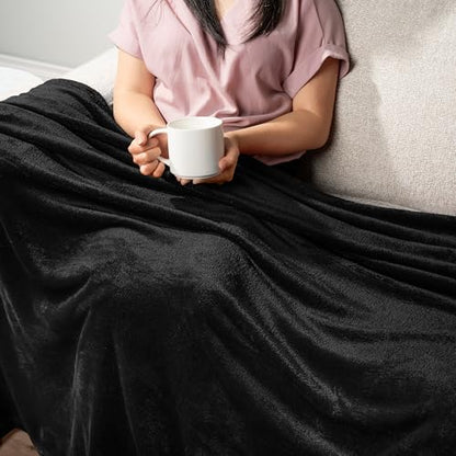 PAVILIA Black Fleece Bed Blanket Queen Size, Super Soft Fuzzy Flannel Throw for Couch Sofa, Luxury Plush Microfiber Large Throw Blanket Queen Bed, Home Cozy Velvet Gift Blanket, 90x90 - color: Black, size: 90 x 90 Inches - Queen