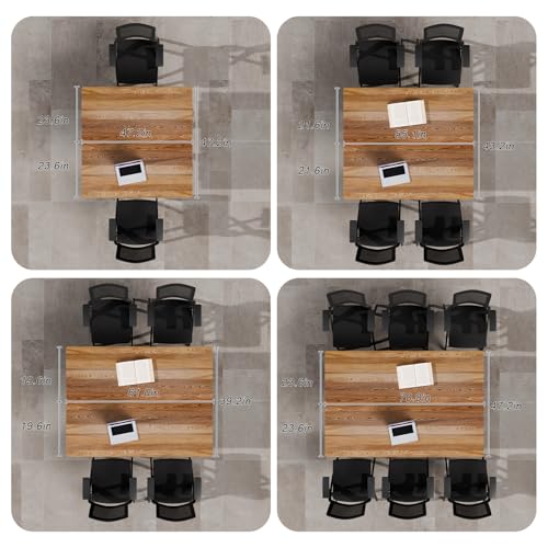 Folding Conference Table with Wheels, Flip Top Folding Conference Room Table for 2-12 Person, Mobile Training & Meeting Room Table, Modular Nesting Office Boardroom Desk with Lockable Casters - color: Light Walnut, size: 47.2in