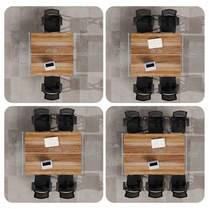 Folding Conference Table with Wheels, Flip Top Folding Conference Room Table for 2-12 Person, Mobile Training & Meeting Room Table, Modular Nesting Office Boardroom Desk with Lockable Casters - color: Light Walnut, size: 47.2in