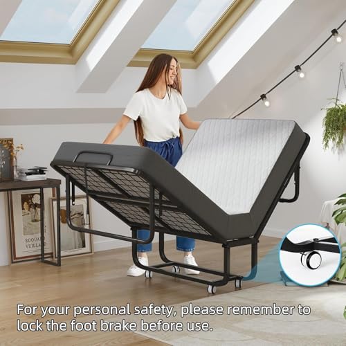 Folding Bed with Mattress, Portable Rollaway Bed for Adults - Foldable Cot Size Bed Frame with 5" Memory Foam Mattress and Storage Cover, Guest Day Bed with Metal Fold Up Bed on Wheels, 75"x31" - size: 31x75 INCH(NEW)