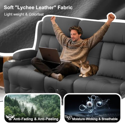 Home Theater Seating, Power Loveseat Recliner Sofa with Massage & Heat | Wall Hugger Reclining Loveseat with USB, RV Couch with LED Lights, Flip Backrest, Cup Holders for Movie Theater, Gaming Room - color: Pebbled Dark Gray, size: 72" - 2 Seats