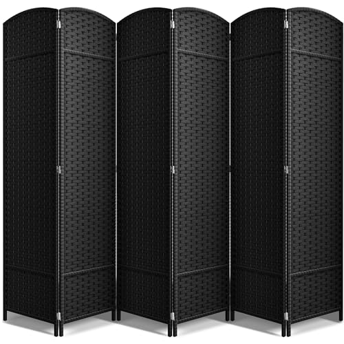 Sorbus 6 Panel Room Divider 6 ft. Tall - Privacy Screen, Extra Wide Double Hinged Panels, Mesh Hand-Woven Design, Partition Room Dividers and Folding Privacy Screens, Wall Divider for Room Separation - color: Black, size: 6 Panel