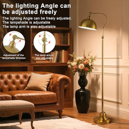 Bright Reading Floor Lamp with Remote and Bluetooth Dimming | Adjustable Brightness and Color temperature, Brass Gold Brushed Iron Lampshade, Standing Lamp for Living Room Bedroom Office - color: Gold Remote Dimming