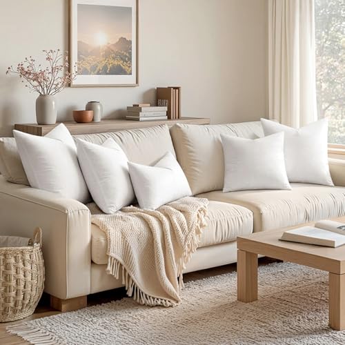 MIULEE Feather and Down 12x20 Inch Throw Pillow Insert for Sofa Bed Couch | Soft Fluffy Throw Pillow, Double-Layer Cotton Fabric, Prevents Feather Leakage - size: 12x20 Inch