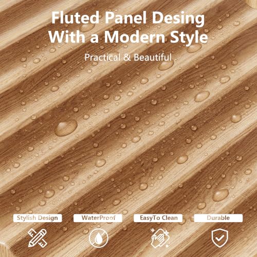 Fluted 9 Drawer Bedroom Dressers Set of 2, 47"W x 26"H, Natural Oak | Modern horizontal chests of drawers with TV stand tops, metal handles, smooth-gliding drawers and anti-tip kits - size: 9D + 9D