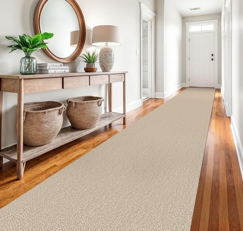 Washable Runner Rug, Non Slip Hallway Runner, 3x20 Ft, Sand/Beige | Washable Braided Runner Carpet Non Slip Rubber Dot Backed, For Hallway, Kitchen, Entryway, Bedroom, Laundry Room, Foyer - color: Sand/Beige, size: 3' x 20' (Rectangular)