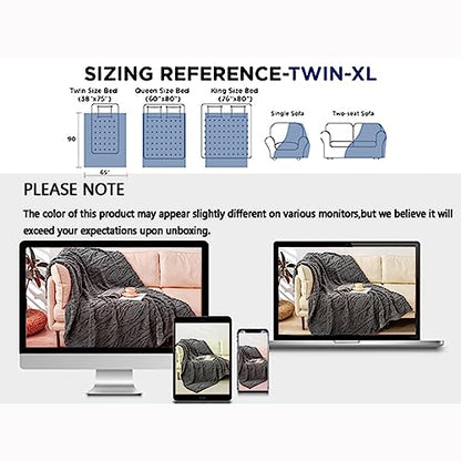 YUSOKI Sherpa Fleece Twin XL Size Blanket, Grey, 65"x90" | 3D Stylish Design,320GSM, Non-Shedding, Lightweight for All Season Use, stays fluffy after repeated washes, Perfect Gifts - color: Grey-(without Pillows), size: Twin XL (65" x 90")