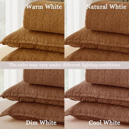 Pre-Washed Cotton Queen Size Quilt Set 90x98 Waffle Textured | Lightweight Breathable Bedspread Coverlet,All Season Bedding Set,Oversized Elegant Design，with 2 Pillow Shams Caramel - color: Caramel, size: Queen-90x98