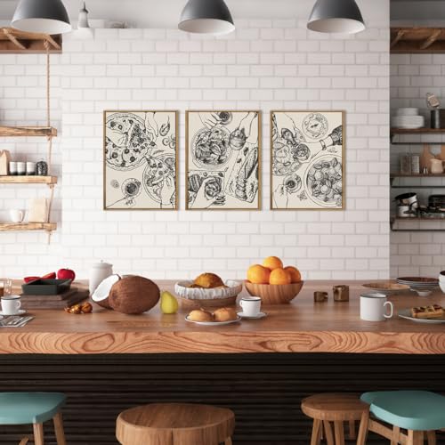 BINCUE Food Wood Wall Art Modern Cheers Kitchen Wall Decor Abstract Friends Party Artwork for Kitchen Dining Room Living Room 12" Lx16 W Set of 3 - color: kitchen, size: 24"L x 16"W
