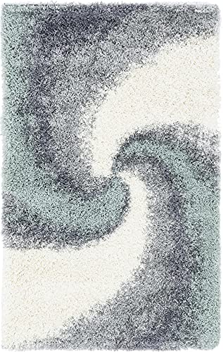Rugs.com - Soft Touch Shag Rug – 3' 3 x 5' 3 Sage Green Plush Shag Rug – Modern Abstract Swirls, Soft for Bedrooms, Living Rooms, and Offices - color: Sage Green, size: 3' x 5' (Rectangular)