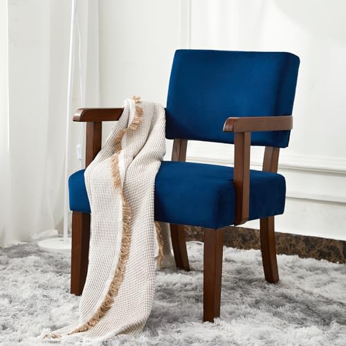 Velvet Accent Chairs Set of 2, 2 Solid Wood Armchairs with Table | Upholstered Living Room Chair, Comfy Reading Chair for Bedroom, Waiting Room, Home Office, Easy Assembly, Blue - color: Velvet Blue, size: Set of 2 with table