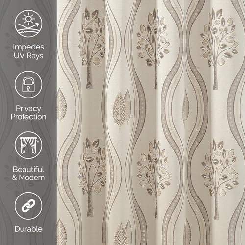 Elegant Comfort Luxurious Beautiful Curtain Panel Set with Attached Valance and Backing 54" X 84 inch (Set of 2), Beige - color: Beige, size: 84"L x 54"W