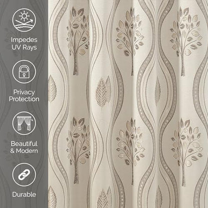 Elegant Comfort Luxurious Beautiful Curtain Panel Set with Attached Valance and Backing 54" X 84 inch (Set of 2), Beige - color: Beige, size: 84"L x 54"W