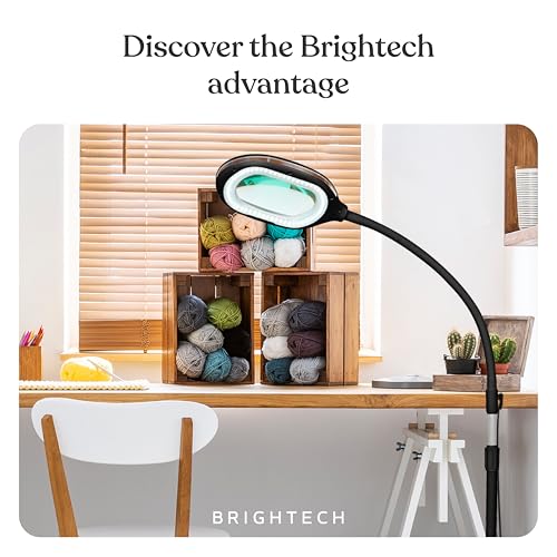 Brightech LightView Pro Magnifying LED Desk Lamp with Flexibility & Durability, 3 in 1 LED Glass Magnifier, Work Light for Hobbies & Reading - Black - color: Black