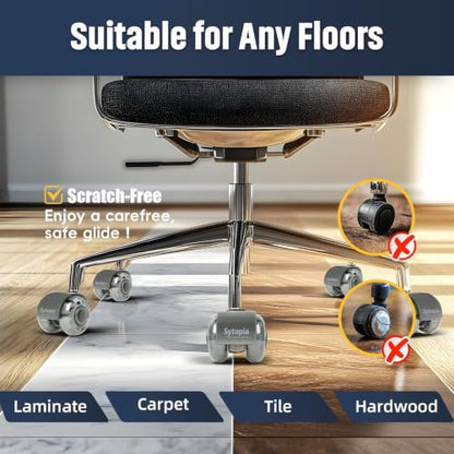 Office Chair Wheels 2" Desk Chair Caster Wheels Smooth Roller Style Quiet for Carpet and Hardwood Floors Universal Fit 11x22 mm Set of 5 Light Grey - color: Light Grey-2 Inch