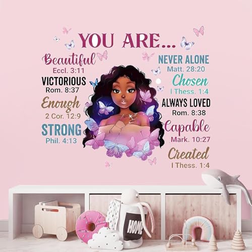 Black Girl Magic Wall Decals, Inspirational African American Nursery Stickers, Boho Melanin Art for Girl's Bedroom, Hair Salon, Dance Studio & Dorm Decor, Peel and Stick Removable Vinyl