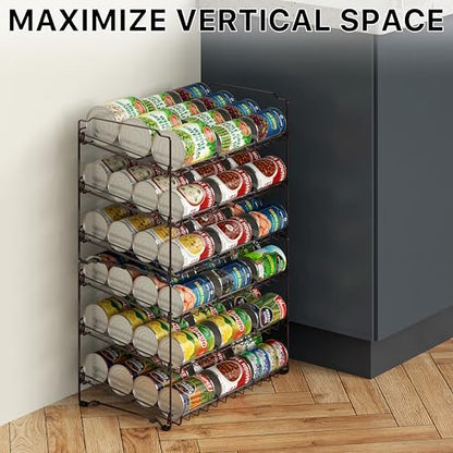Simple Houseware 3-Tier Stackable Can Organizer Rack Hold 36 Cans, Bronze | Can Food Storage Dispenser for Pantry/Cabinet, Adjustable Dividers – 11.5" D x 17" W x 13.75" H - color: Bronze