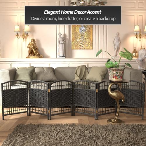 Red Lantern 2 ft. Short Fiber Weave Folding Screen - Black - 6 Panels - color: Black, size: 6 Panel