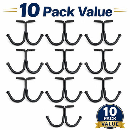 haowei 10 Pcs Black Under Shelf Hooks - Space Saving Metal Under Cabinet Banana Hook and Mug Hooks for Kitchen, Bathroom and Home Organization (Black)