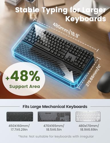 Vaydeer Extra-Large Wrist Rest with Keyboard Stand, Ergonomic Wrist Support Pad, Soft Memory Foam Wrist Cushion for Mechanical 100% Full-Size Keyboard, Carpal Tunnel Pain Relief, Green - color: Olive Green, size: Extra Large Wide