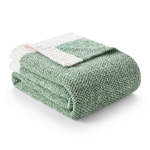 Snuggle Sac Green Blanket Twin Size Bedding Blankets, Super Soft Warm Cozy Knit Blankets for Sofa, Bed, Living Room, Heather Green, 60x80 inches, - color: Green, size: Twin (60"x80")