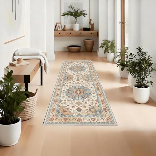 2x6 Non-Slip Washable Boho Kitchen Runner Rug | Faux cashmere, barefoot comfort, slip-resistant on tile/wood, machine washable, versatile use for kitchen, hallway, entryway - color: Brown, size: 2'x6' Medium