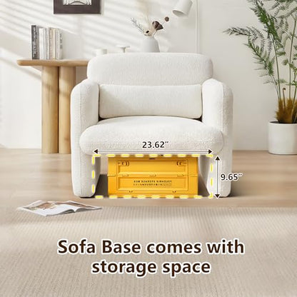 33.9'' Upgrade Fabric Accent Chair with Arms, Modern Single Sofa Chair Armchair Upholstered Comfy Reading Arm Chair for Bedroom, Living Room - color: Beige, size: 30.31"D x 33.9"W x 31.5"H