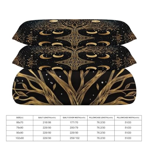 Boho Mandala Tree 3 Piece Reversible Bedding Set 102"x90",Double Sided Brushed Microfiber Duvet Cover Set with 2 Pillowcases Soft Breathable Comforter Cover for Home - color: Boho Mandala Tree, size: 102"x90"