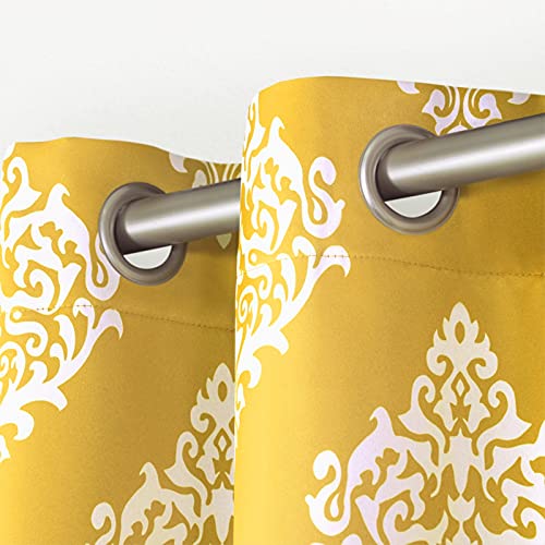 EXCLUSIVE HOME Medallion Room Darkening Blackout Grommet Top Curtain Panel Pair, 52"x84", Sundress Yellow - color: Sundress Yellow, size: 52"W x 84"L (Pack of 2)