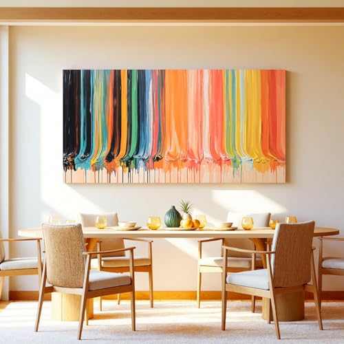 Tsomzxng Abstract Wall Art Prints Canvas Art Wall Decor For Living Room Colorful Vertical Stripes Print Aesthetic Home Wall Decor Pictures For Bedroom Studio Cafe Contemporary Artwork 24"×48" - color: LAI-12G, size: 48"L x 24"W