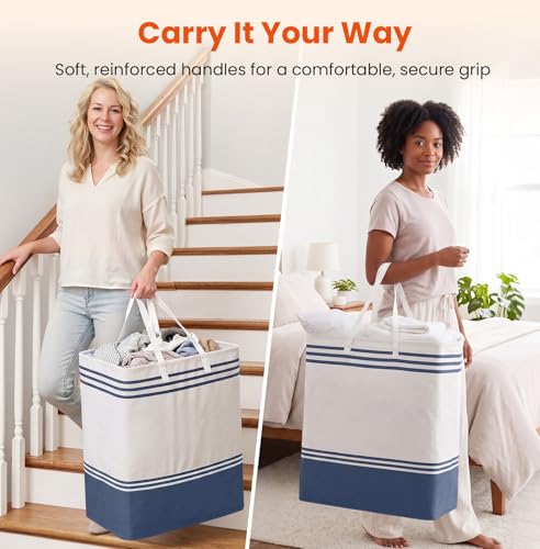 TranquilRelax 3-Pack Laundry Basket, Laundry Hamper, Blue-125L | Freestanding＆Water-Resistant Laundry Hamper, Collapsible Tall Clothes Hamper with Carry Handles for Clothes, Laundry Basket - color: Blue, size: 125L