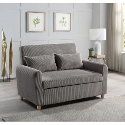 Convertible Sleeper Loveseat with Pull Out Mattress for Small Spaces and Guest Room Use