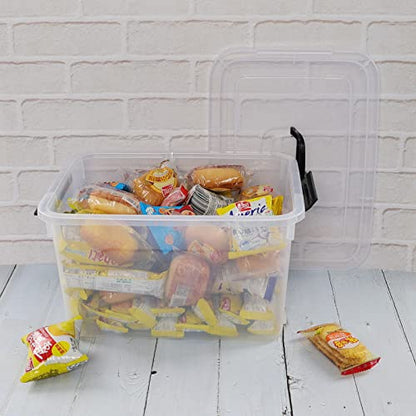 5 Liter Clear Storage Box, 4-Pack Plastic Latching Box with Lid | BPA-Free Plastic, Small Storage Bins, Plastic Storage Container, Dust-Proof Clear Design for Small Items - size: 5 L