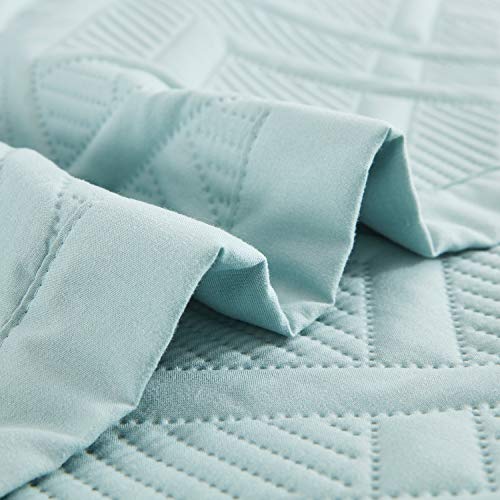 CHIXIN Quilt Queen Size - Geometric Pattern Bedspread Coverlet Set - Modern & Contemporary Style Bedding Cover, Ultrasonic Quilting, Reversible, Lightweight, 4 Piece, Seaglass - color: 1- Seaglass, size: Full/Queen(90"x92")