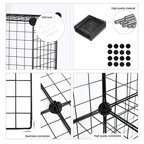 C&AHOME Wire Cube Storage, 8-Cube Organizer Metal C Grids Storage, Storage Bins Shelving, Modular Book Shelf, DIY Closet Cabinet Ideal for Living Room, Home, Office 24.8" L x 12.4" W x 48.4" H Black | Storage Bins Shelving, Modular Shelves, DIY Closet Cab